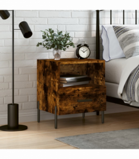 vidaXL Bedside Cabinet Smoked Oak 40x35x47.5 cm Engineered Wood