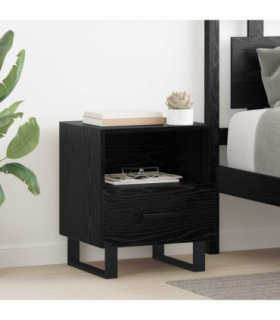 vidaXL Bedside Cabinet with Drawer 2 pcs Black Oak 40 x 35 x 47.5 cm