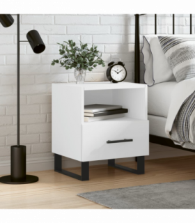 vidaXL Bedside Cabinet White 40x35x47.5 cm Engineered Wood