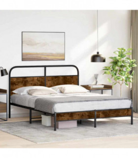 vidaXL Bed Frame Without Mattress 160x200 cm Smoked Oak Engineered Wood