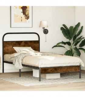 vidaXL Bed Frame Without Mattress 107x203 cm Smoked Oak Engineered Wood