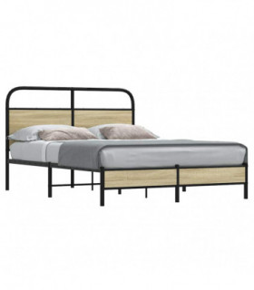 vidaXL Bed Frame without Mattress 135x190 cm Double Sonoma Oak Engineered Wood