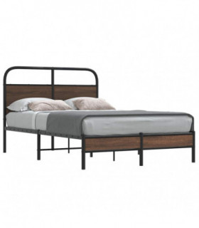 vidaXL Bed Frame without Mattress 135x190 cm Double Brown Oak Engineered Wood