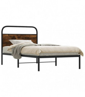 vidaXL Bed Frame Without Mattress 100x190 cm Smoked Oak Engineered Wood