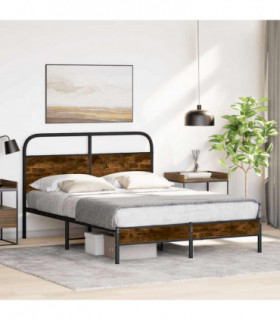 vidaXL Bed Frame Without Mattress 140x190 cm Smoked Oak Engineered Wood