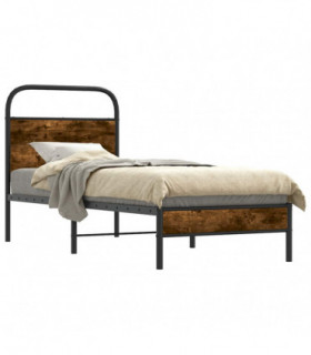 vidaXL Bed Frame Without Mattress 75x190 cm Smoked Oak Engineered Wood
