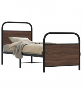 vidaXL Bed Frame Without Mattress 75x190 cm Small Single Brown Oak Engineered Wood