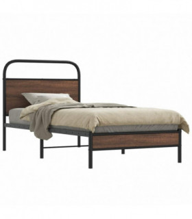 vidaXL Bed Frame without Mattress 90x200 cm Brown Oak Engineered Wood