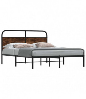 vidaXL Bed Frame Without Mattress 150x200 cm King Size Smoked Oak Engineered Wood