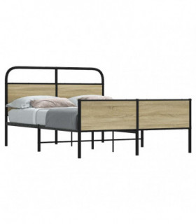 vidaXL Bed Frame without Mattress 135x190 cm Sonoma Oak Engineered Wood