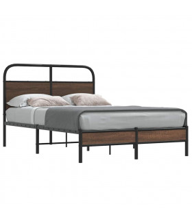 vidaXL Bed Frame without Mattress 140x200 cm Brown Oak Engineered Wood