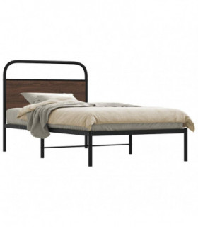 vidaXL Bed Frame Without Mattress 107x203 cm Brown Oak Engineered Wood