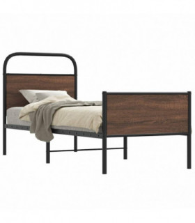 vidaXL Bed Frame without Mattress 75x190 cm Brown Oak Engineered Wood