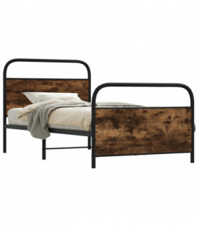 vidaXL Bed Frame Without Mattress 100x190 cm Smoked Oak Engineered Wood
