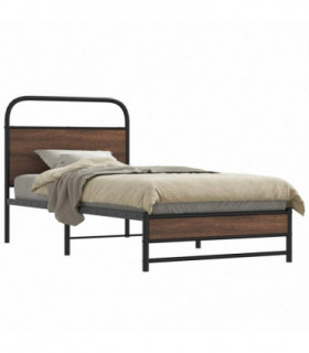 vidaXL Bed Frame without Mattress 107x203 cm Brown Oak Engineered Wood