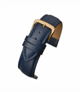 Blue Padded Buffalo Grain Leather Watch Strap 22mm