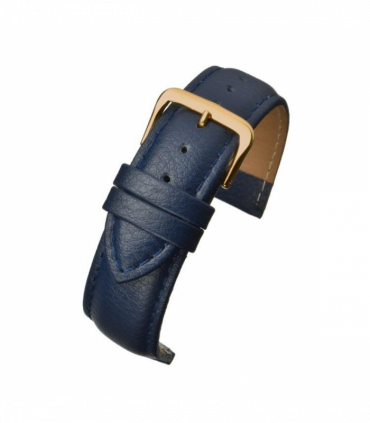 Blue Padded Buffalo Grain Leather Watch Strap 22mm