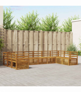 vidaXL Sofa Sets 10 pcs Natural Solid Acacia Wood