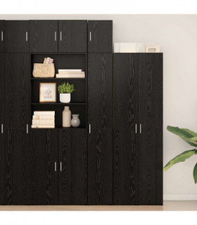 vidaXL Storage Cabinet 3 pcs Black Oak 30 x 42.5 x 225 cm