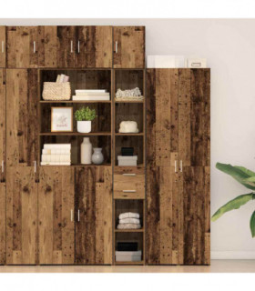 vidaXL Storage Cabinet with Drawer 2 pcs Old Wood 30 x 42.5 x 225 cm