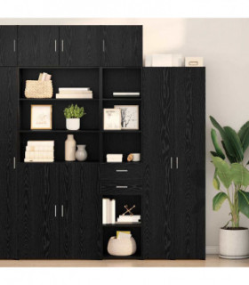 vidaXL Highboard Black Oak 40 x 42.5 x 185 cm Engineered Wood