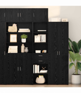 vidaXL Highboard Black Oak 45 x 42.5 x 185 cm Engineered Wood