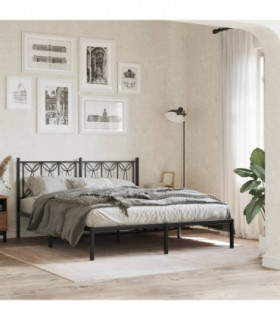 vidaXL Metal Bed Frame without Mattress with Headboard Black 150x200cm