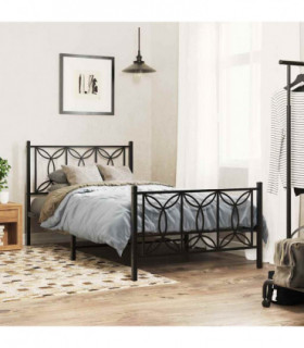 vidaXL Metal Bed Frame without Mattress with Footboard Black 100x200cm