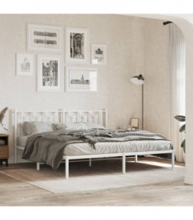 vidaXL Metal Bed Frame without Mattress with Headboard White 180x200cm