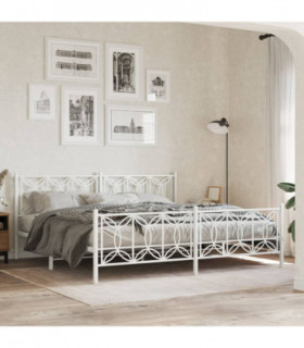 vidaXL Metal Bed Frame without Mattress with Footboard White 200x200cm