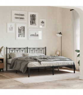 vidaXL Metal Bed Frame without Mattress with Headboard Black 180x200cm