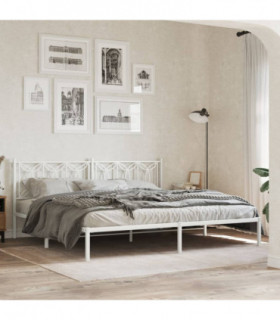 vidaXL Metal Bed Frame without Mattress with Headboard White 193x203cm