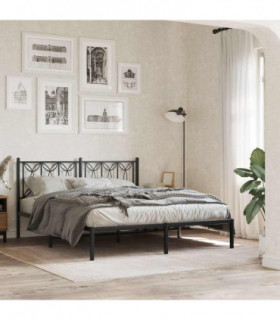 vidaXL Metal Bed Frame without Mattress with Headboard Black 160x200cm