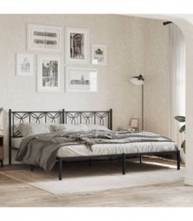 vidaXL Metal Bed Frame without Mattress with Headboard Black 193x203cm
