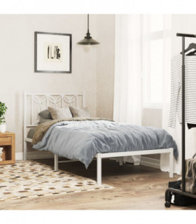 vidaXL Metal Bed Frame without Mattress with Headboard White 75x190cm