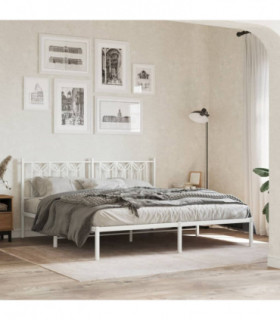 vidaXL Metal Bed Frame without Mattress with Headboard White 183x213cm