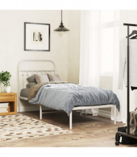 vidaXL Metal Bed Frame without Mattress with Headboard White 80x200cm