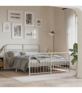 vidaXL Metal Bed Frame without Mattress with Footboard White 150x200cm