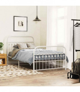 vidaXL Metal Bed Frame without Mattress with Footboard White 107x203cm