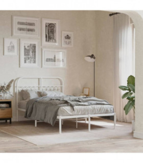 vidaXL Metal Bed Frame without Mattress with Headboard White 120x190cm
