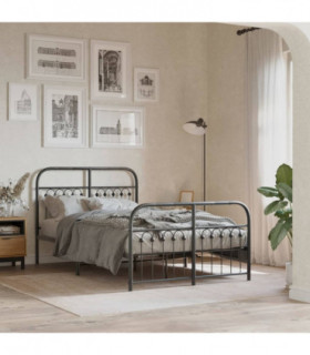 vidaXL Metal Bed Frame without Mattress with Footboard Black 120x190cm