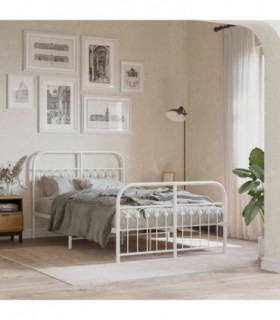 vidaXL Metal Bed Frame without Mattress with Footboard White 120x190cm