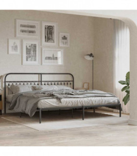vidaXL Metal Bed Frame without Mattress with Headboard Black 200x200cm