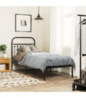 vidaXL Metal Bed Frame without Mattress with Headboard Black 80x200cm