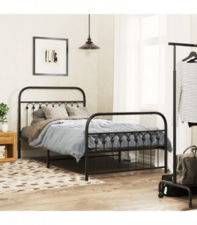 vidaXL Metal Bed Frame without Mattress with Footboard Black 100x200cm