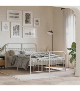 vidaXL Metal Bed Frame without Mattress with Footboard White 140x200cm