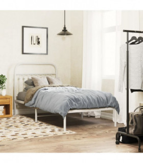 vidaXL Metal Bed Frame without Mattress with Headboard White 90x200cm