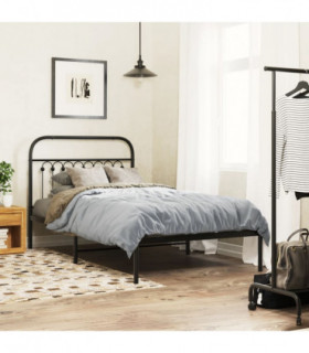 vidaXL Metal Bed Frame without Mattress with Headboard Black 100x190cm