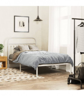 vidaXL Metal Bed Frame without Mattress with Headboard White 100x200cm