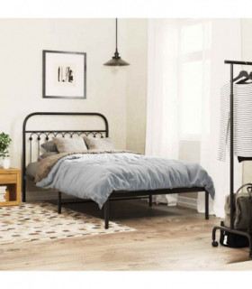 vidaXL Metal Bed Frame without Mattress with Headboard Black 107x203cm